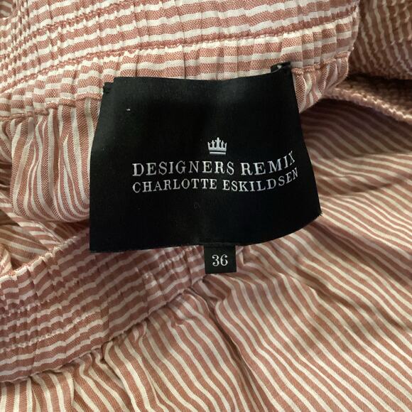 Designers Remix Charlotte Eskildsen Milly pinstripe pink white ruffle mini dress - Picture 9 of 9